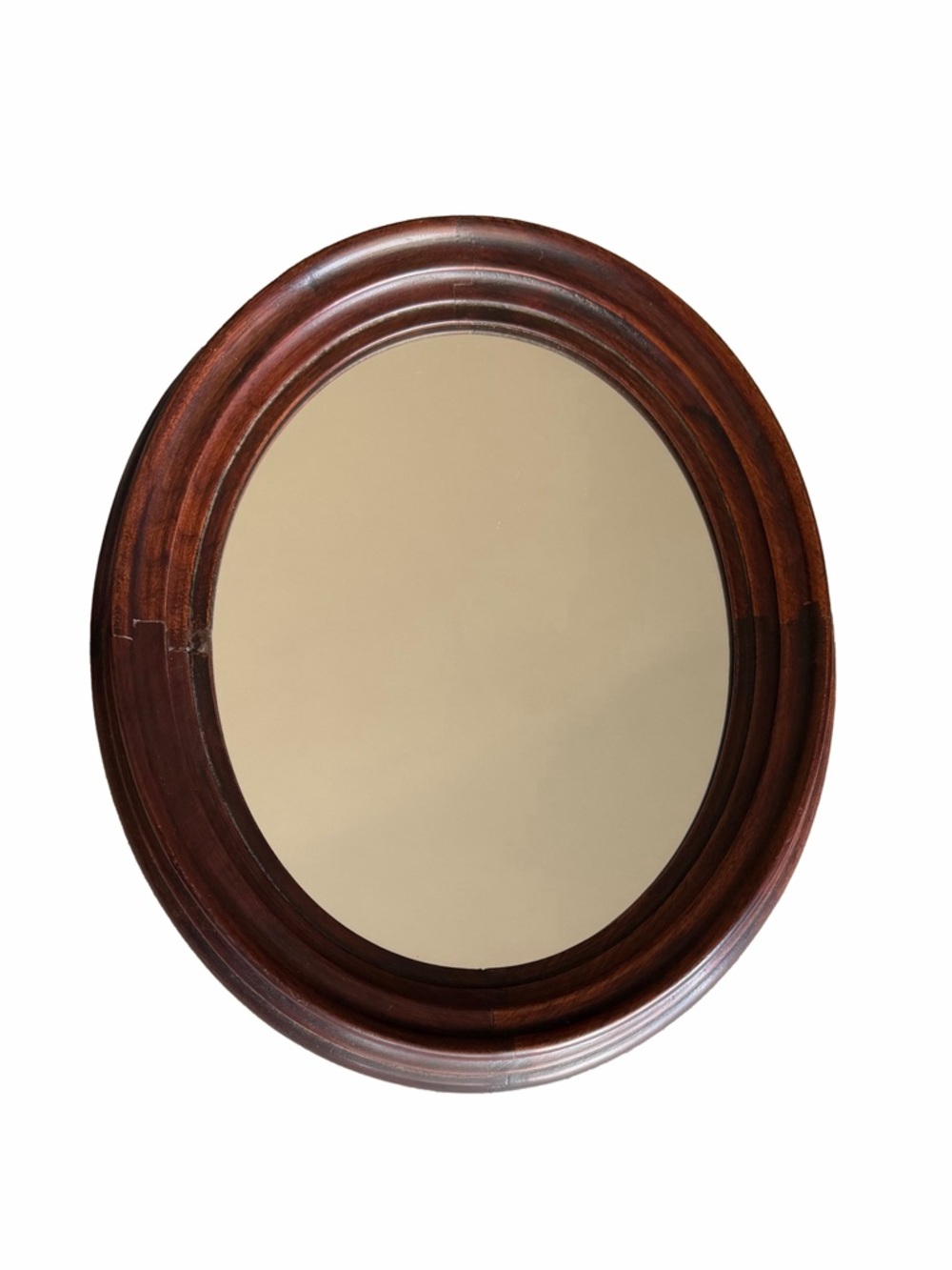 Antique Mahogany Oval Mirror | Vintage Wood Frame Wall Mirror | Classic Decor
